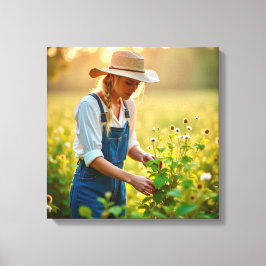 Canvasprint (Meisje op het platteland) Canvas Afdruk