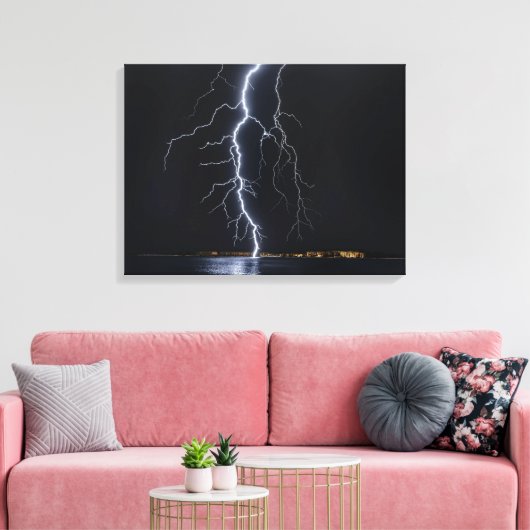 Canvasprint met bliksem opgespannen canvas afdruk (Insitu (Woonkamer))