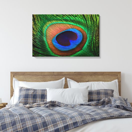 Canvasprint met kleurrijk pauwenveer afbeelding canvas afdruk (Insitu (Slaapkamer))