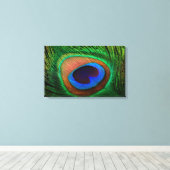 Canvasprint met kleurrijk pauwenveer afbeelding canvas afdruk (Insitu (Houten vloer))