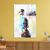 Canvasprint met reflectie - Vrouw Lichaamsschilder Canvas Afdruk (Insitu (Woonkamer))