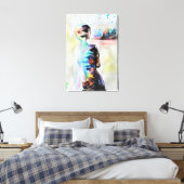 Canvasprint met reflectie - Vrouw Lichaamsschilder Canvas Afdruk (Insitu (Slaapkamer))
