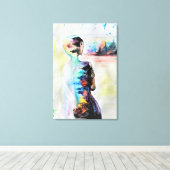 Canvasprint met reflectie - Vrouw Lichaamsschilder Canvas Afdruk (Insitu (Houten vloer))