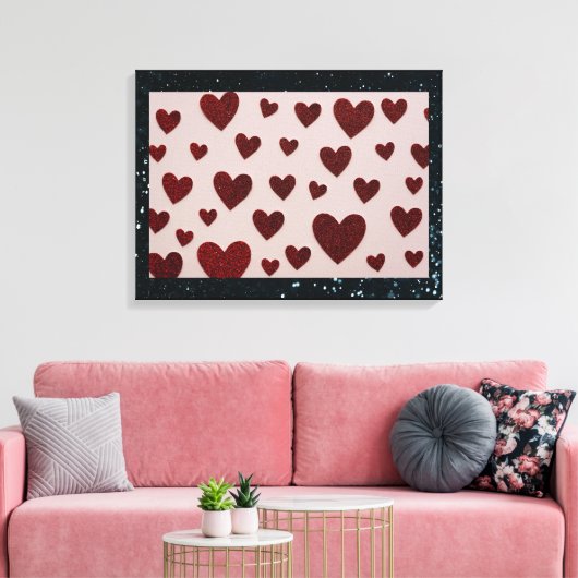 Canvasprint met uitgerekte harten canvas afdruk (Insitu (Woonkamer))