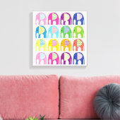 Canvasprint - Olifanten in meerdere kleuren Canvas Afdruk (Insitu (Woonkamer))