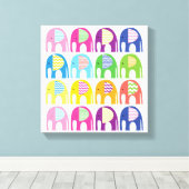 Canvasprint - Olifanten in meerdere kleuren Canvas Afdruk (Insitu (Houten vloer))
