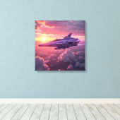 Canvasprint (Paarse UFO) Canvas Afdruk (Insitu (Houten vloer))