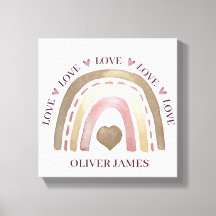 Canvasprint - Regenboog Harten Goud Pruim
