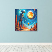 Canvasprint (Robot en UFO) Canvas Afdruk (Insitu (Houten vloer))