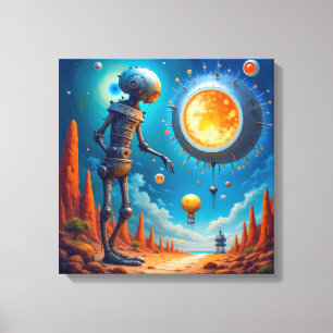 Canvasprint (Robot en UFO) Canvas Afdruk