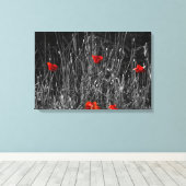 Canvasprint - Rode Eenzame Klaprozen Canvas Afdruk (Insitu (Houten vloer))
