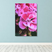 Canvasprint Roze Geraniumbloesems Canvas Afdruk (Insitu (Houten vloer))