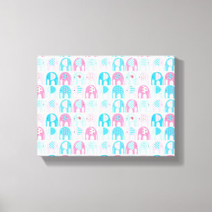 Canvasprint - Roze Olifanten Canvas Afdruk