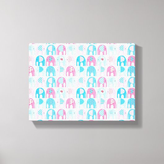 Canvasprint - Roze Olifanten Canvas Afdruk (Voorkant)