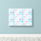 Canvasprint - Roze Olifanten Canvas Afdruk (Insitu (Houten vloer))