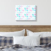 Canvasprint - Roze Olifanten Canvas Afdruk (Insitu (Slaapkamer))