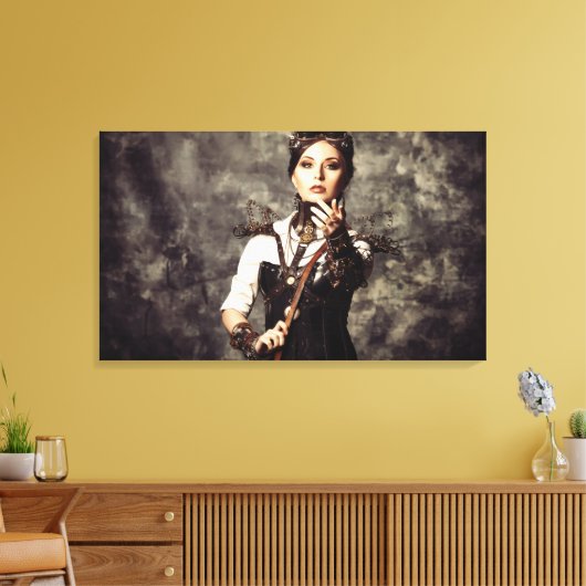 Canvasprint - Steampunk Kunst Vrouwen 'Tame' Canvas Afdruk (Insitu (Woonkamer))