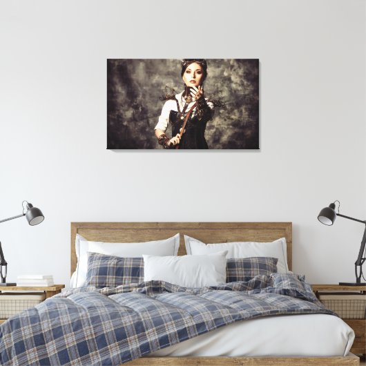 Canvasprint - Steampunk Kunst Vrouwen 'Tame' Canvas Afdruk (Insitu (Slaapkamer))