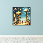 Canvasprint  (Tijdreiziger en Robots) Canvas Afdruk (Insitu (Houten vloer))