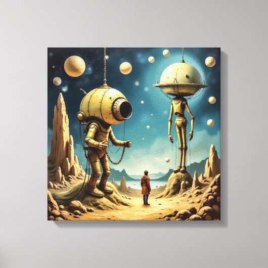 Canvasprint  (Tijdreiziger en Robots) Canvas Afdruk (Voorkant)