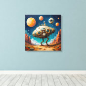 Canvasprint (tweevoetig ruimteschip) canvas afdruk (Insitu (Houten vloer))