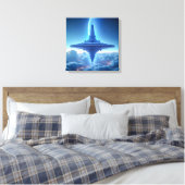 Canvasprint (UFO Blauwe Horizon) Canvas Afdruk (Insitu (Slaapkamer))