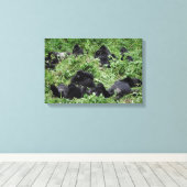 Canvasprint van een groep berggorilla's canvas afdruk (Insitu (Houten vloer))