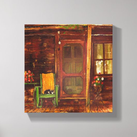 Canvasprint van olieverfschilderij van veranda van canvas afdruk (Voorkant)