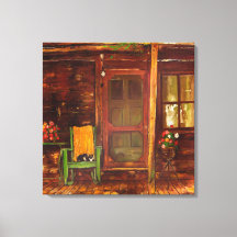 Canvasprint van olieverfschilderij van veranda van