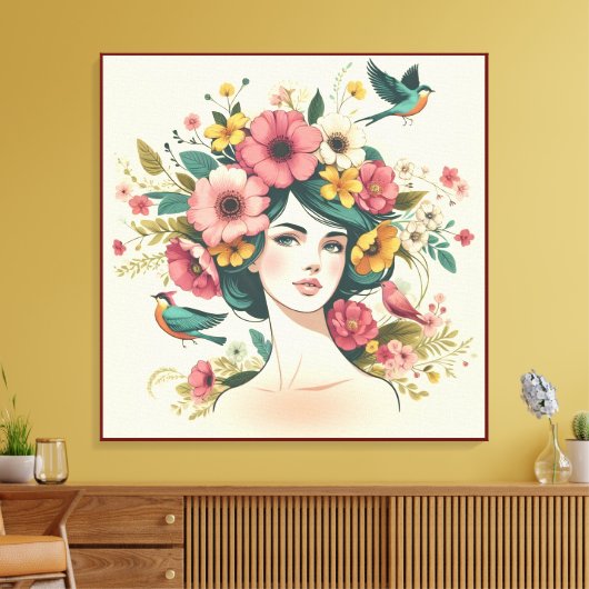 Canvasprint Vogelzang in de zomer Canvas Afdruk (Insitu (Woonkamer))