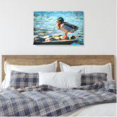 Canvasprint Wilde Eend | Meer Vogel Kunst Canvas Afdruk (Insitu (Slaapkamer))
