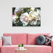 Canvasprint witte rozen in bloei fotografie canvas afdruk (Insitu (Woonkamer))