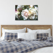 Canvasprint witte rozen in bloei fotografie canvas afdruk (Insitu (Slaapkamer))