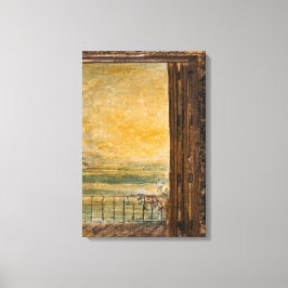 Canvasprint - Zeezicht Acryl op houtschildering Canvas Afdruk