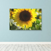 Canvasprint - Zonnebloem Geïsoleerd In Veld Canvas Afdruk (Insitu (Houten vloer))