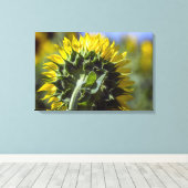 Canvasprint Zonnebloem Omgekeerd Perspectief Canvas Afdruk (Insitu (Houten vloer))