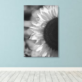 Canvasprint Zonnebloem Op Het Veld BW Canvas Afdruk (Insitu (Houten vloer))