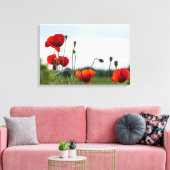 Canvasprint - Zonovergoten Wilde Klaprozen Canvas Afdruk (Insitu (Woonkamer))