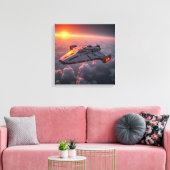 Canvasprint (Zonsondergang UFO) Canvas Afdruk (Insitu (Woonkamer))