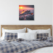 Canvasprint (Zonsondergang UFO) Canvas Afdruk (Insitu (Slaapkamer))
