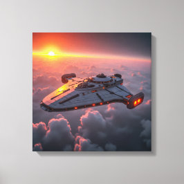 Canvasprint (Zonsondergang UFO) Canvas Afdruk