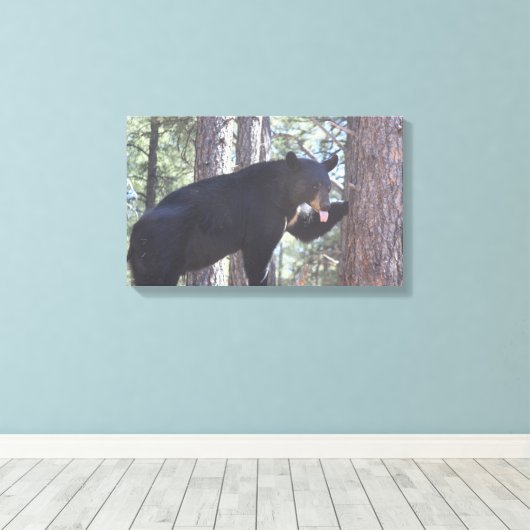 Canvasprinters voor zwart Beer Canvas Afdruk (Insitu (Houten vloer))