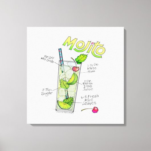 CANVASPRINTS - MOJITO RECEPT COCKTAIL KUNST CANVAS AFDRUK (Voorkant)