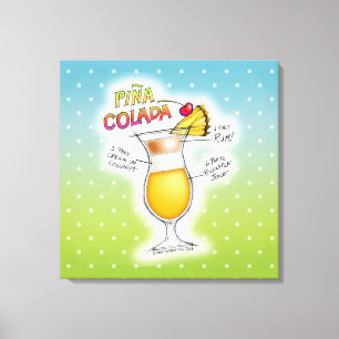 CANVASPRINTS - PINA COLADA RECEPT COCKTAIL KUNST CANVAS AFDRUK