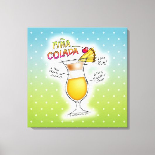 CANVASPRINTS - PINA COLADA RECEPT COCKTAIL KUNST CANVAS AFDRUK (Voorkant)