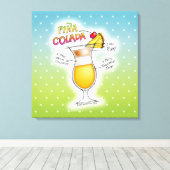 CANVASPRINTS - PINA COLADA RECEPT COCKTAIL KUNST CANVAS AFDRUK (Insitu (Houten vloer))