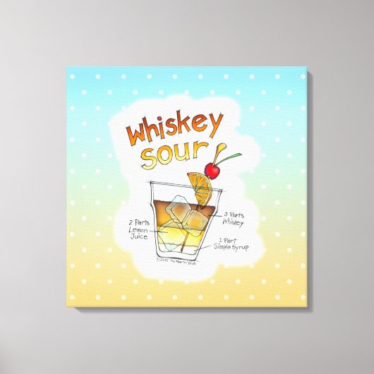 CANVASPRINTS - WHISKEY SOUR RECEPT COCKTAILKUNST CANVAS AFDRUK (Voorkant)