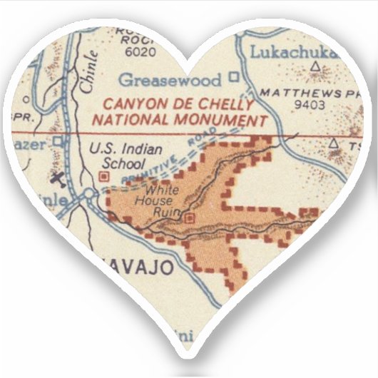 Canyon DE Chelly  kaart Sticker (Voorkant)