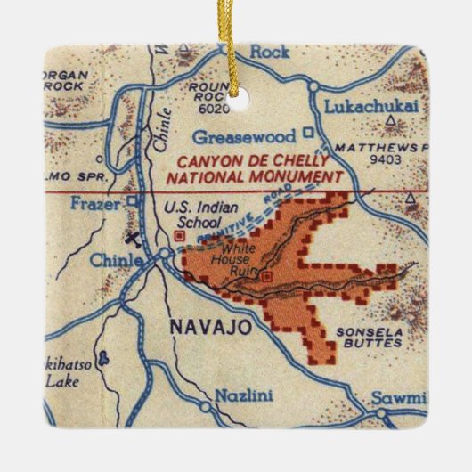 Canyon de Chelly Map Keramisch Ornament (Voorkant)
