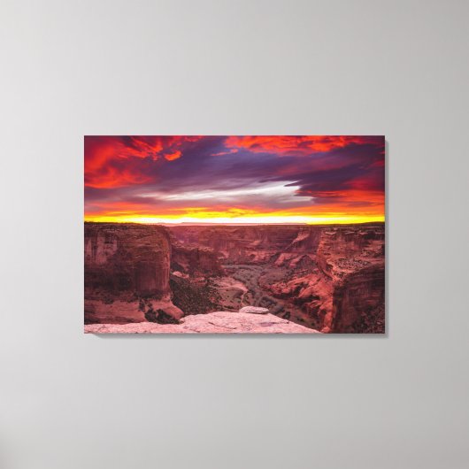 Canyon de Chelly, sunset, Arizona Canvas Afdruk (Voorkant)